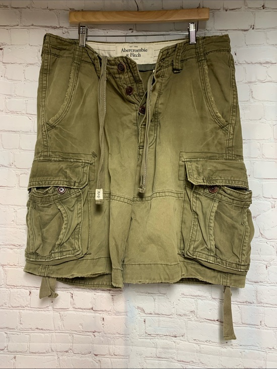 Abercrombie & Fitch Other - Vtg Abercrombie & Fitch Olive Distressed Cargo Paratrooper Y2K Shorts Size 33